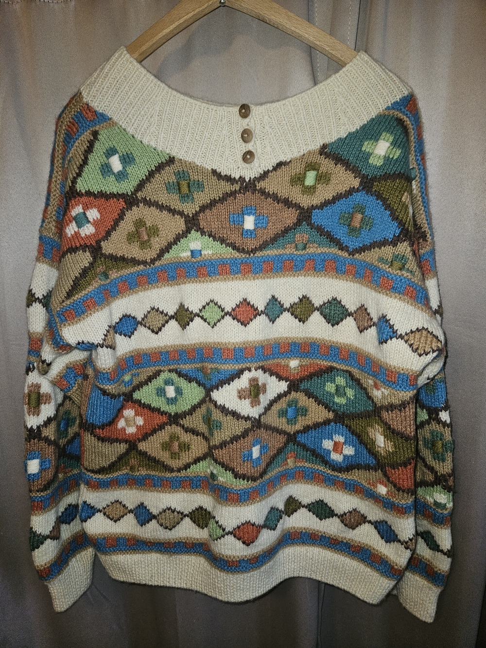 Vintage 90s Roberta Frost Hand-knitted Virgin Wool Sweater